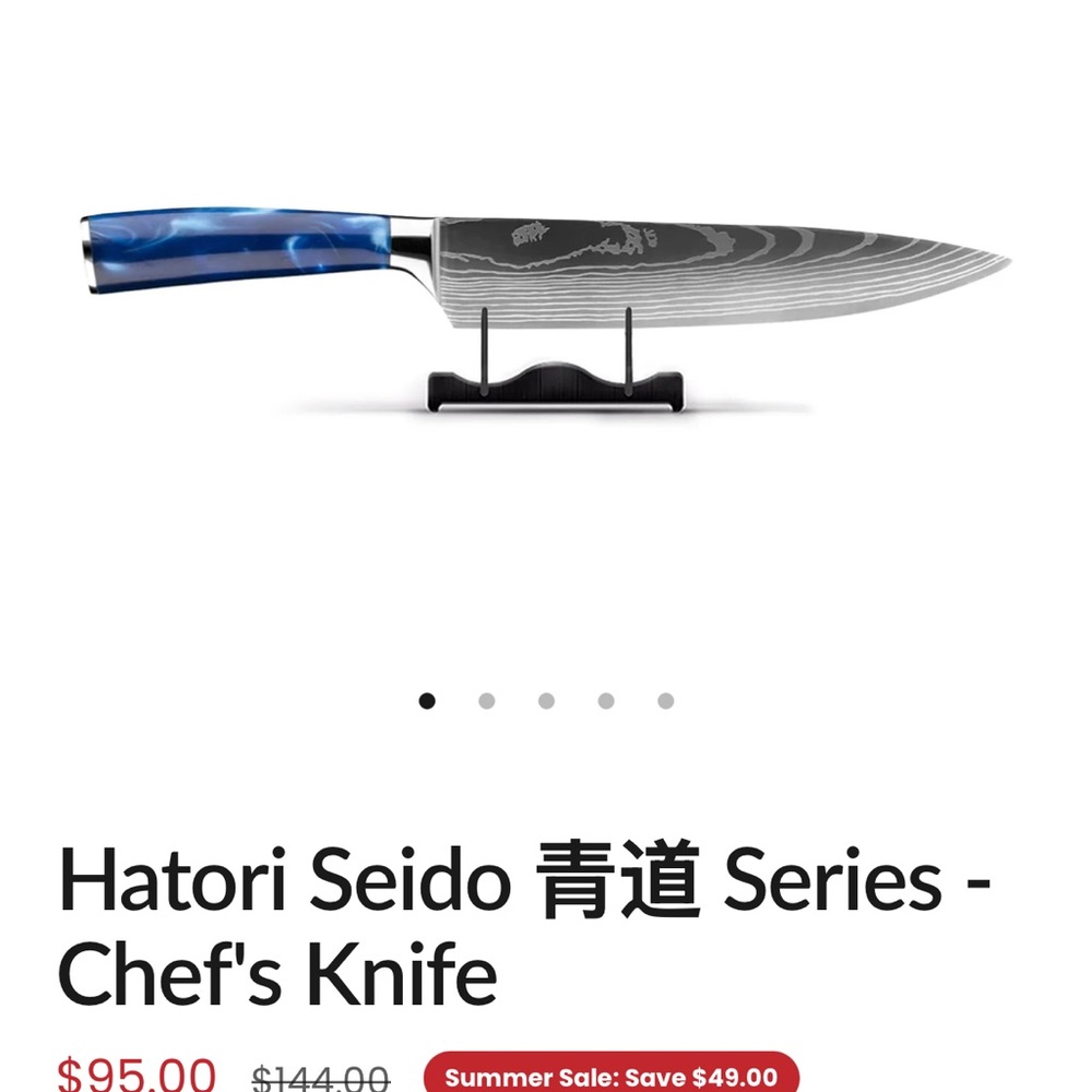 Hatori Seido Chef's Knife with Blue Handle